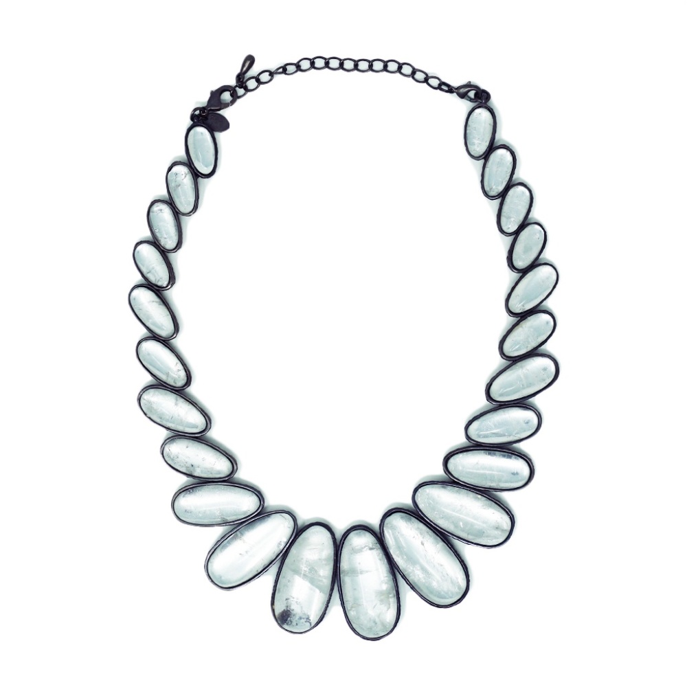 White Crystal Bib Necklace